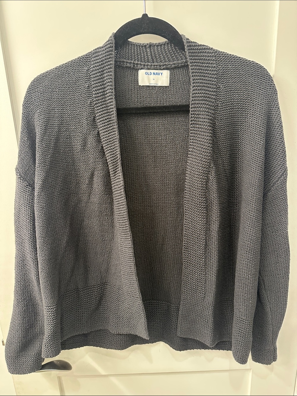 Old Navy Women's Open-Front Charcoal Knit Cardigan